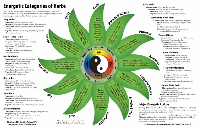 Energetic Categories of Herbs Chart